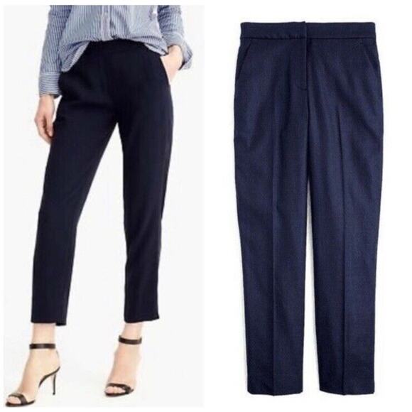 J. Crew Pants - J. Crew Easy Stretch Linen Pants Navy Blue High Rise Trousers Women’s Size 8T